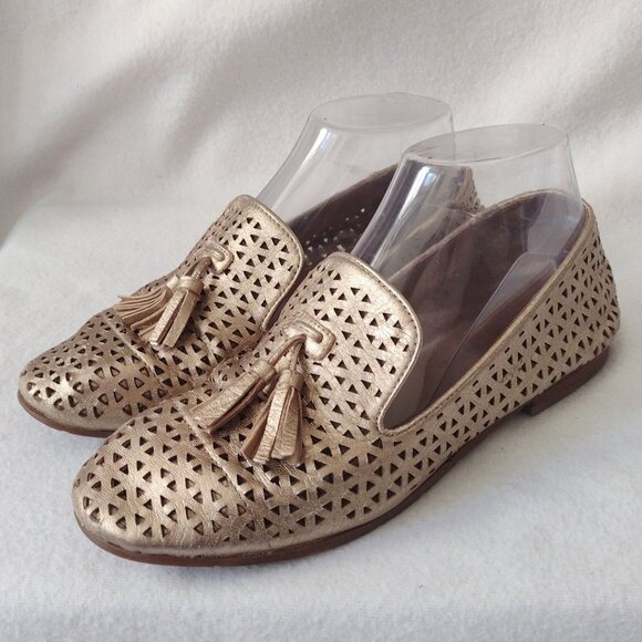 Patricia Nash Francesca Loafers 7 7M Pale Gold Leather Tassel Flats Shoes - Picture 9 of 9